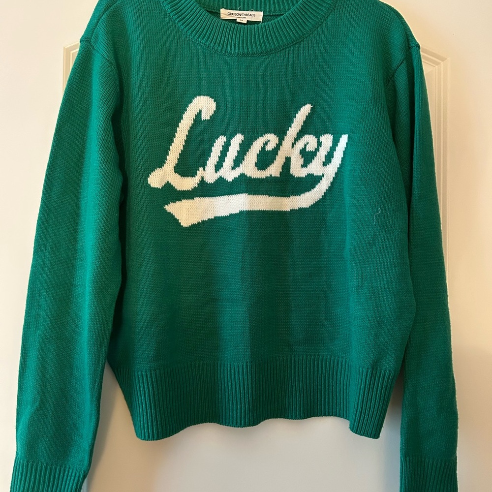 Grayson Threads Green Crew Neck Women’s Sweater Sz M